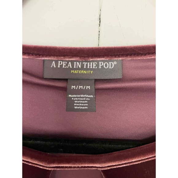 A Pea in the Pod Maternity Velvet Keyhole Long Sleeve Dress Plum Medium 348 - Picture 4 of 9